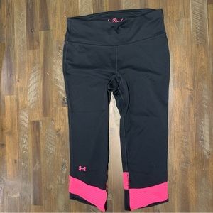 Under Armour black and pink Breast cancer half-length Capri workout leggings